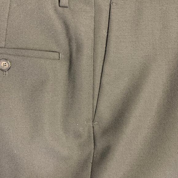 SYSTEM Size 34 Black Wool Flat Front Tapered Zip Fly Dress Pants - Picture 3 of 7